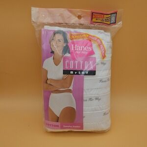 New Vintage 2003 Hanes Her Way Cotton Briefs Undies 7 Pack Size 9 All White NOS